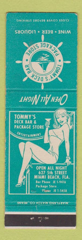 Matchbook Cover - Tommy's Deck Bar Miami Beach FL girlie #2381