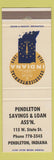 Matchbook Cover - Pendleton Savings Loan IN 1966
