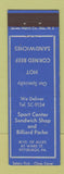Matchbook Cover - Sport Center Sandwich Shop Billiards Pittsburgh PA