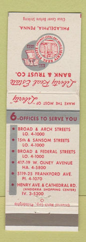 Matchbook Cover - Liberty Real Estate Bank Philadelphia PA