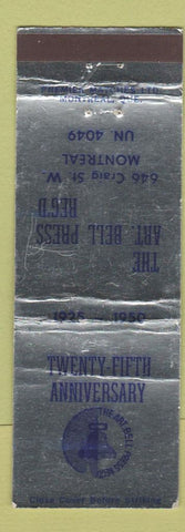 Matchbook Cover - Art Bell Press Montreal QC WORN