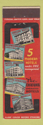 Matchbook Cover - Chadwick Hotels Grants Pass Eugene Medford Salem OR