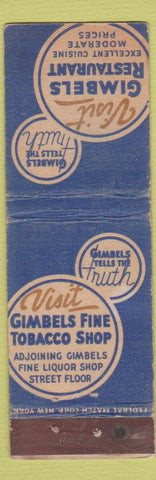 Matchbook Cover - Gimbels Stores Tobacco FEDERAL LONG