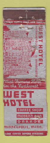 Matchbook Cover - West Hotel Minneapolis MN Federal WORN