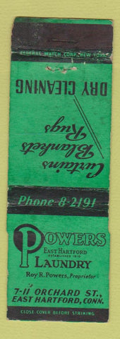 Matchbook Cover - Powers East Hartford Laundry CT WORN