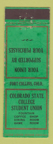 Matchbook Cover - Colorado State Fort Collins FEDERAL LONG CSU WORN