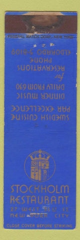 Matchbook Cover - Stockholm Restaurant New York City FEDERAL LONG WEAR