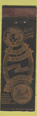 Matchbook Cover - Orchard's Tavern Cafe Alamosa Colorado FEDERAL LONG WORN