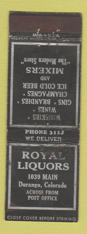 Matchbook Cover - Royal Liquors Durango Colorado Federal WEAR