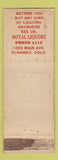 Matchbook Cover - Royal Liquors Durango Colorado Federal WEAR