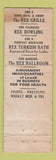 Matchbook Cover - Rex Grille Lowell MA bowling Federal WORN