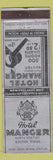 Matchbook Cover - Hotel Manger Boston MA Federal