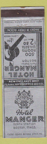 Matchbook Cover - Hotel Manger Boston MA Federal