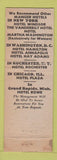 Matchbook Cover - Hotel Manger Boston MA Federal