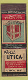Matchbook Cover - Hotel Utica NY Federal