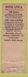 Matchbook Cover - Hotel Utica NY Federal