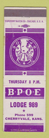 Matchbook Cover - Elks Lodge Cherryvale KS WEAR
