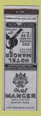 Matchbook Cover - Hotel Manger Boston MA Federal