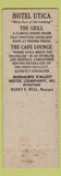 Matchbook Cover - Hotel Utica NY Federal