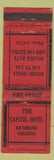 Matchbook Cover - Capitol Hotel Richmond VA Federal WEAR