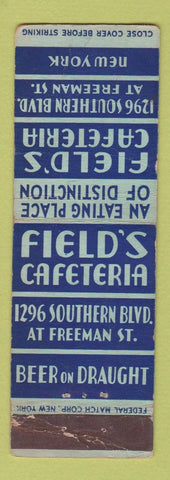 Matchbook Cover - Field's Cafeteria New York City FEDERAL LONG WORN