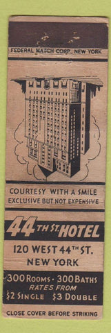Matchbook Cover - 44th St Hotel New York City FEDERAL LONG WEAR