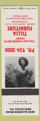 Matchbook Cover - Tillia Furniture New Castle PA girlie