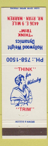 Matchbook Cover - Hollywood Weight Dynamics Warren MI girlie