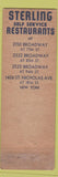 Matchbook Cover - Sterling Cafe Bar Restaurant New York City Federal WEAR