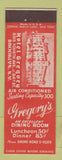 Matchbook Cover - Gregory's Restaurant Brooklyn NY Federal