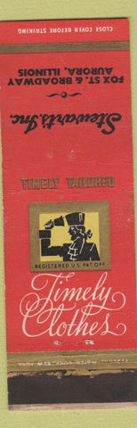 Matchbook Cover - Timely Men's Clothes Aurora IL Stewart's Federal