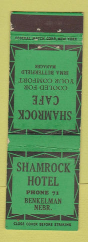 Matchbook Cover - Shamrock Hotel Cafe Benkelman NE low phone # Federal