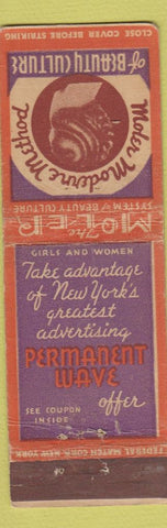 Matchbook Cover - Moler Salon Permanent Wave girlie NYC FEDERAL LONG