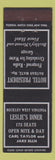 Matchbook Cover - Leslie's Diner Beckley WV Federal