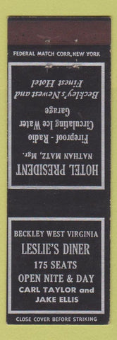 Matchbook Cover - Leslie's Diner Beckley WV Federal