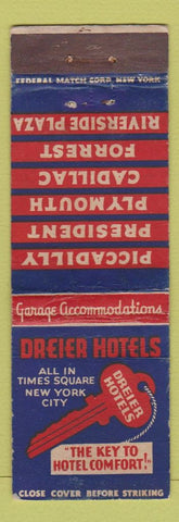 Matchbook Cover - Dreier Hotels New York City FEDERAL LONG WORN #2