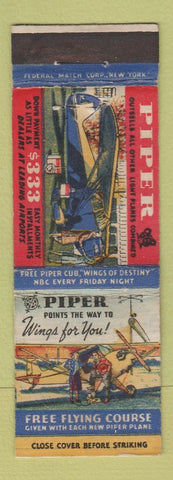 Matchbook Cover - Piper Cub Airplane Federal WEAR