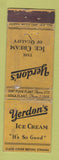 Matchbook Cover - Yerdon's Ice Cream Utica NY FEDERAL LONG POOR