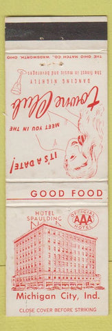 Matchbook Cover - Hotel Spaulding Michigan City IN girlie WORN