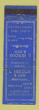 Matchbook Cover - L Heroux Mortician Central Falls RI WORN