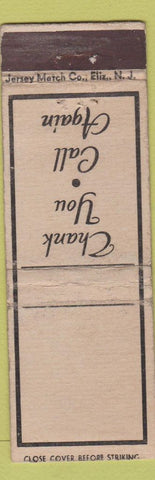 Matchbook Cover - Jersey Match Thank You Call Again WEAR