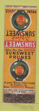 Matchbook Cover - Jersey Match Sunsweet Prune Juice WORN