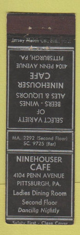 Matchbook Cover - Ninehouser Cafe Pittsburgh PA Jersey Match