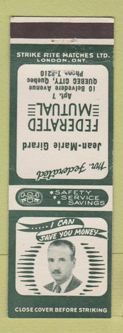 Matchbook Cover - Federated Mutual Insurance Quebec City QC