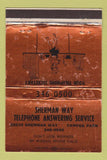 Matchbook Cover - Sherman Way Answering Canoga Park CA girlie WEAR 40 Strike