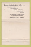 Matchbook Cover - Sherman Way Answering Canoga Park CA girlie WEAR 40 Strike