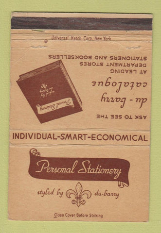 Matchbook Cover - Personal Stationery Du Barry Catalog WEAR 40 Strike