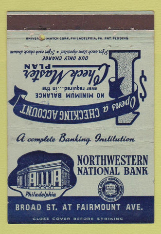 Matchbook Cover - Northwestern National Bank Philadelphia PA 40 Strike