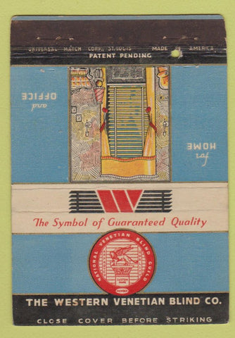 Matchbook Cover - Western Venetian Blind Kansas City Chicago NYC WEAR 40 Strike