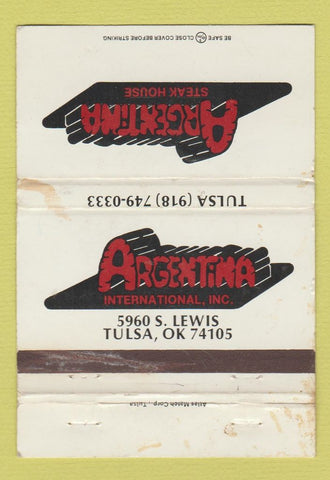 Matchbook Cover - Argentina Steak House Tulsa OK WORN STAINED 40 Strike